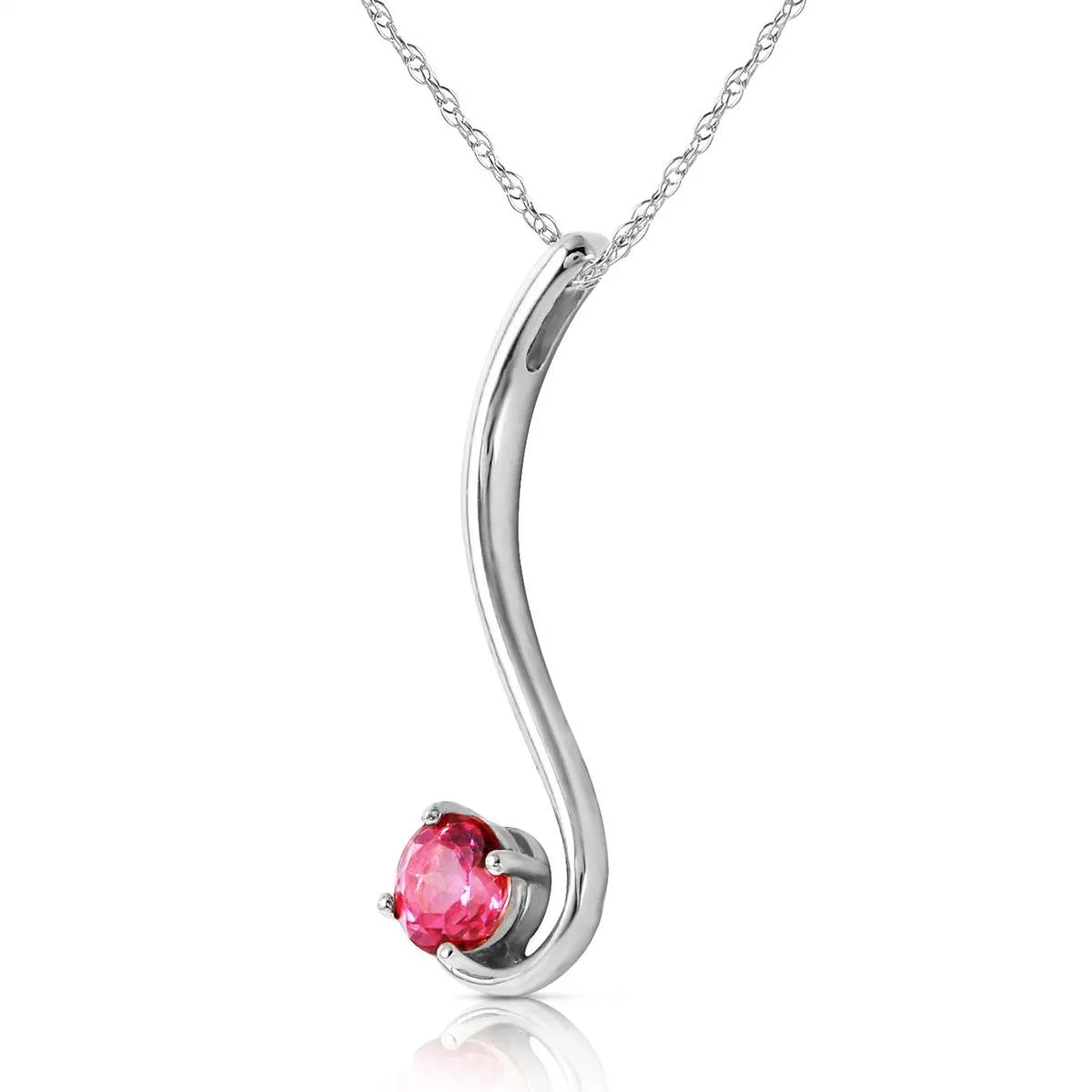 0.55 Carat 14K Solid White Gold Unfalling Sense Pink Topaz Necklace