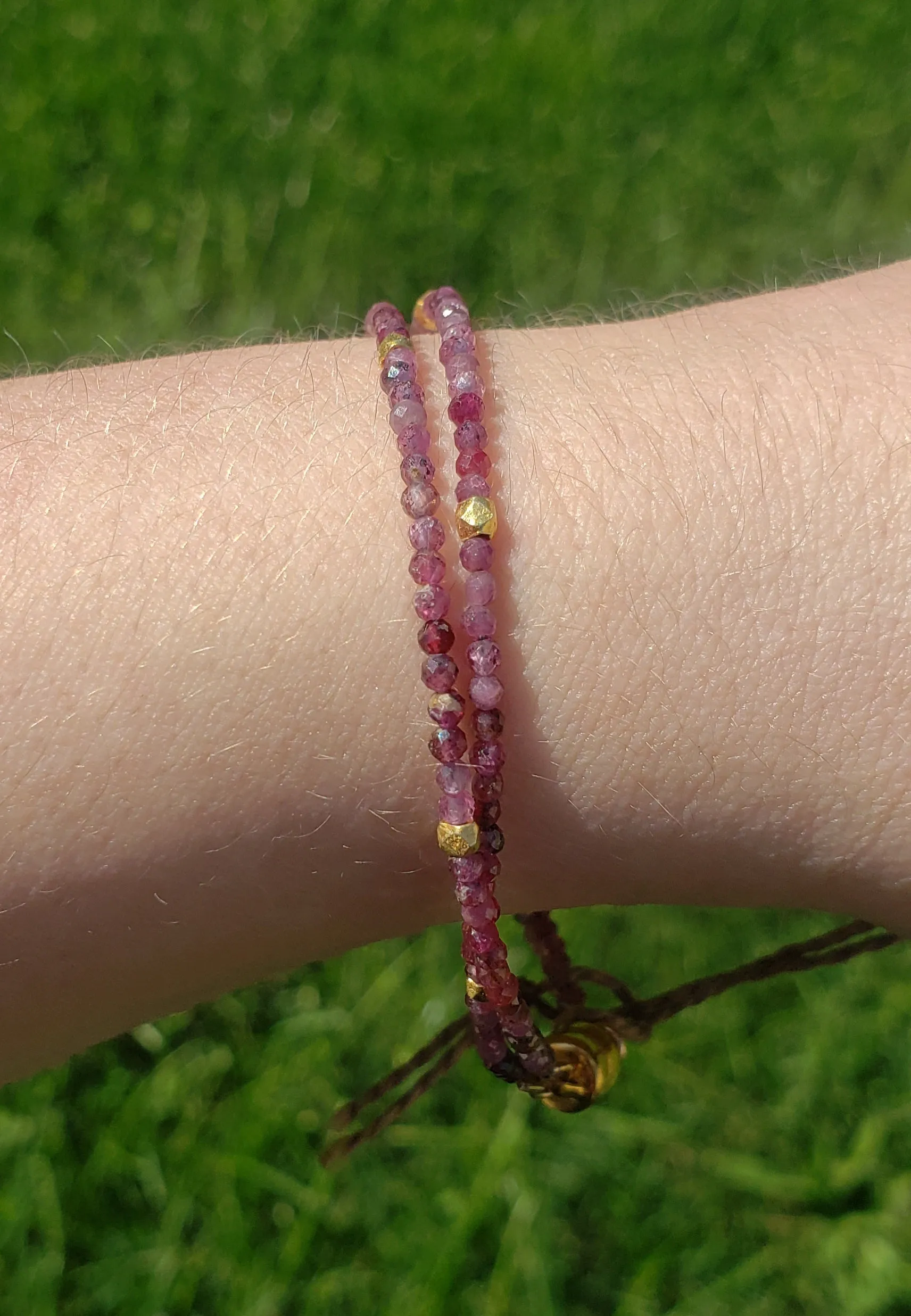 AVF Ruby & Gold Double Strand Beaded Bracelet (SI3662)