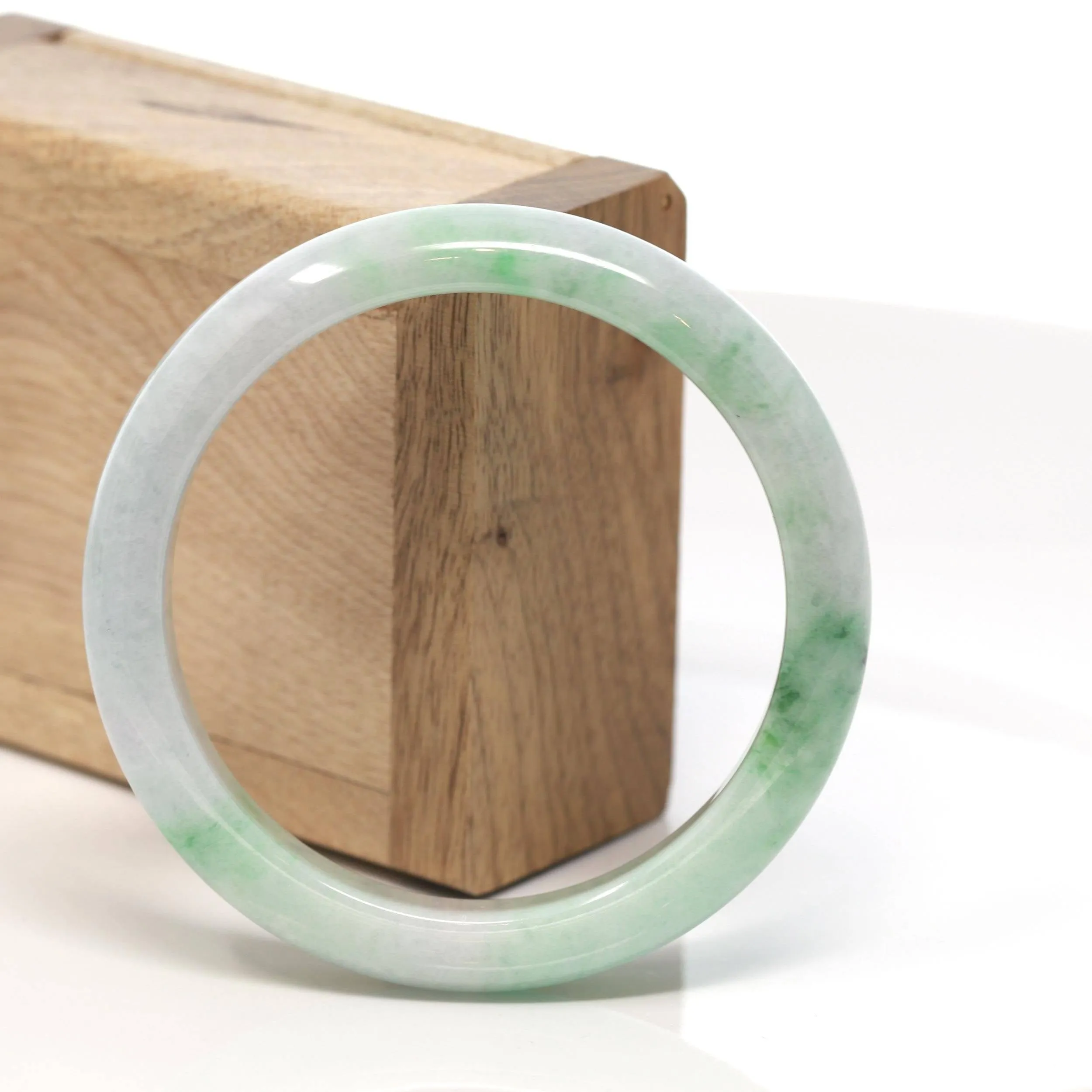 Baikalla™ "Classic Bangle" Genuine Burmese Green Jadeite Jade Bangle Bracelet (58.4 mm) #169