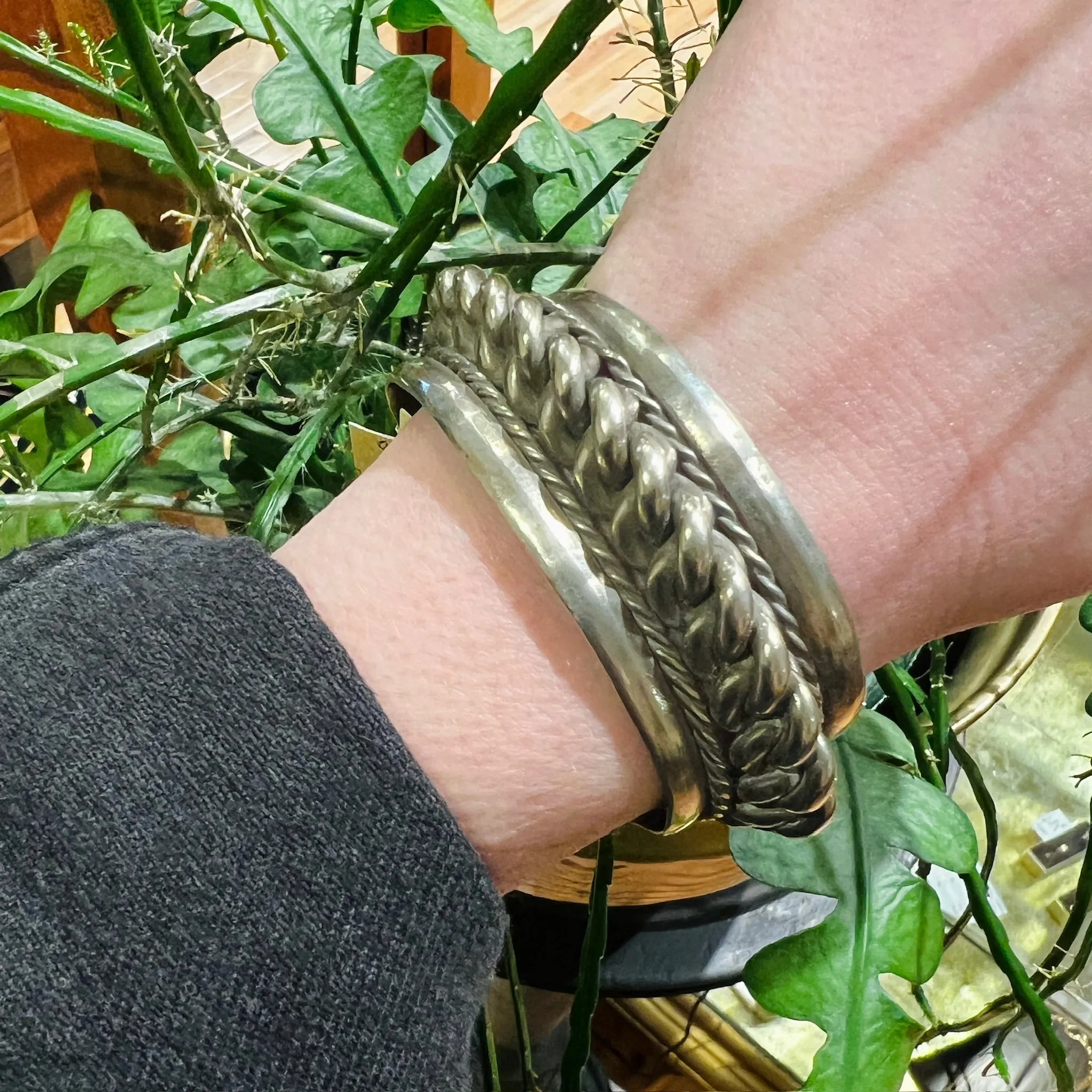 Chunky Twisted White Brass Cuff Bracelet