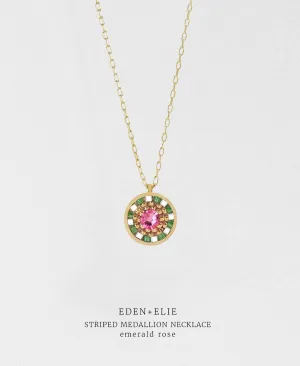 EDEN   ELIE Striped Medallion necklace - Emerald Rose