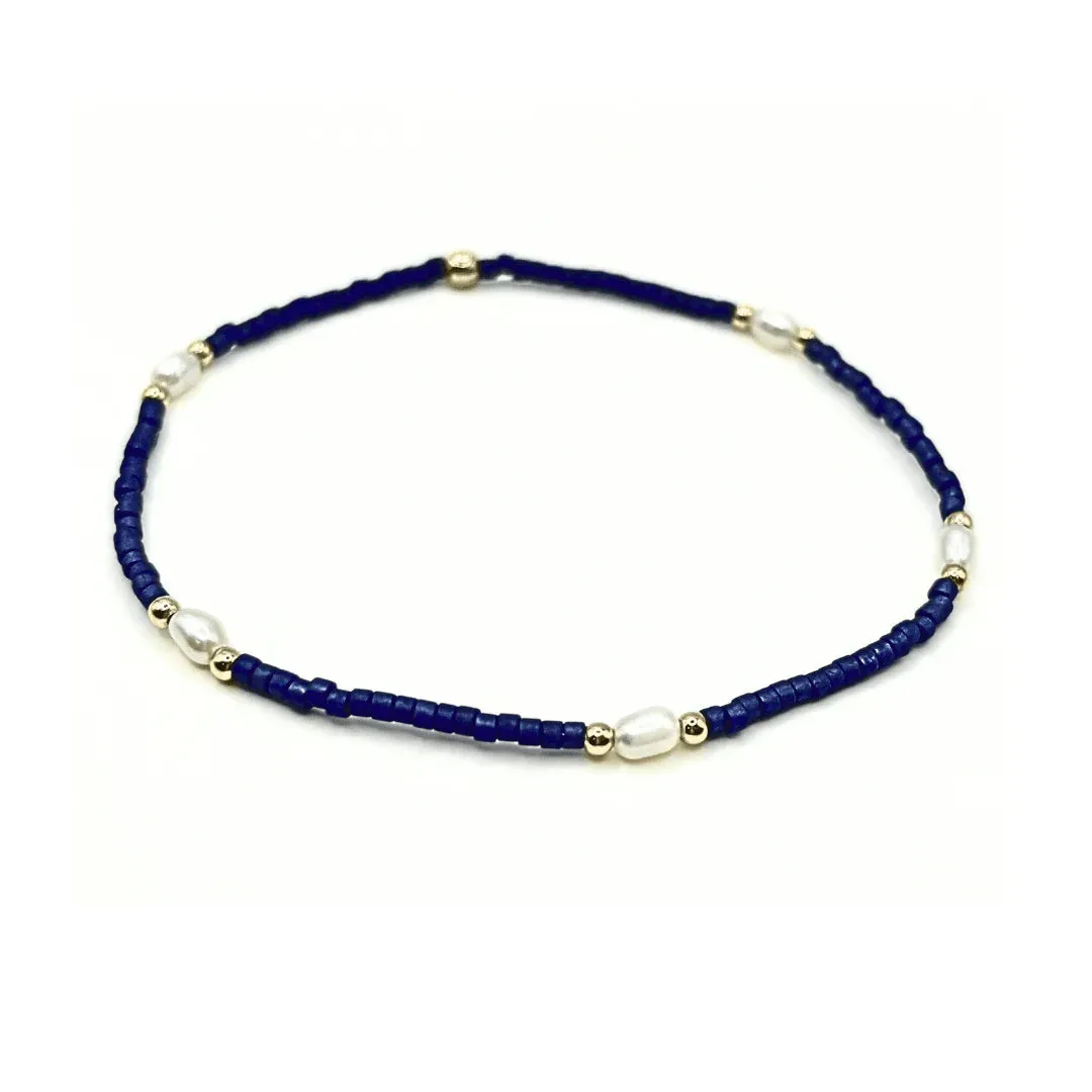 Erin Gray Game Day Gold-Filled & Natural Rice Pearls Waterproof Bracelets