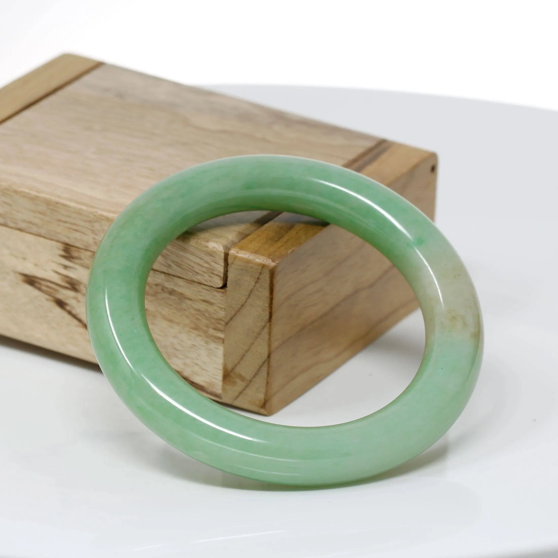 Genuine Burmese Green Jadeite Jade Bangle Bracelet ( 53.1 mm) #316