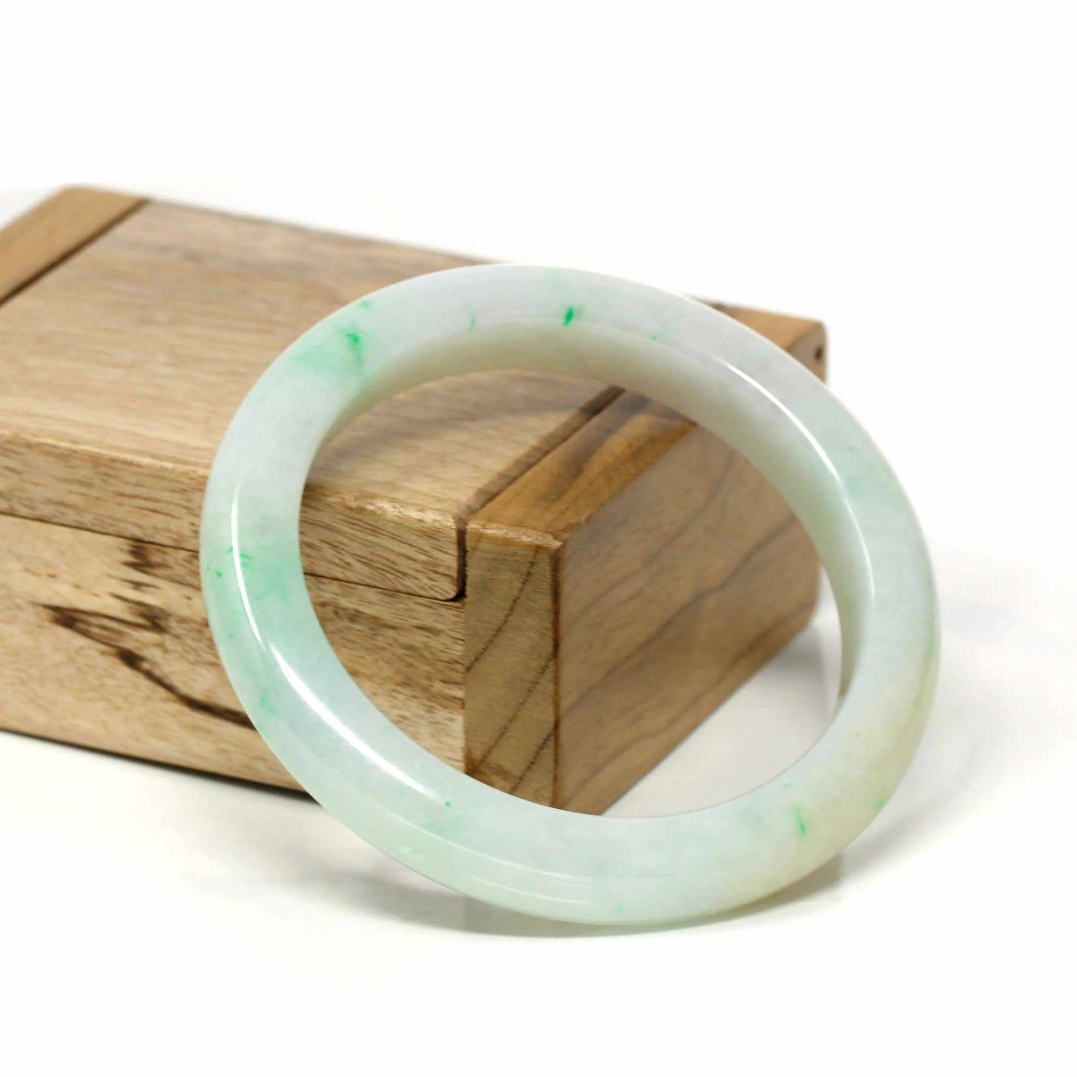 Genuine Burmese Light Green Jadeite Jade Bangle Bracelet ( 56.2 mm) #318
