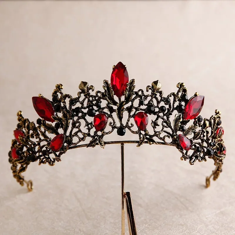 Gothic Red Vintage Baroque  Dark Black Tiara Crown Evil Queen diadem headdress