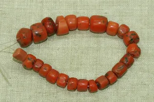 Impressive Strand of 24 Small Berber Red Coral Beads