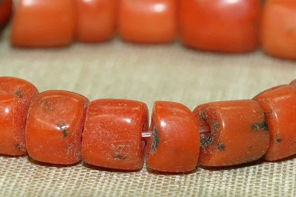 Impressive Strand of 24 Small Berber Red Coral Beads