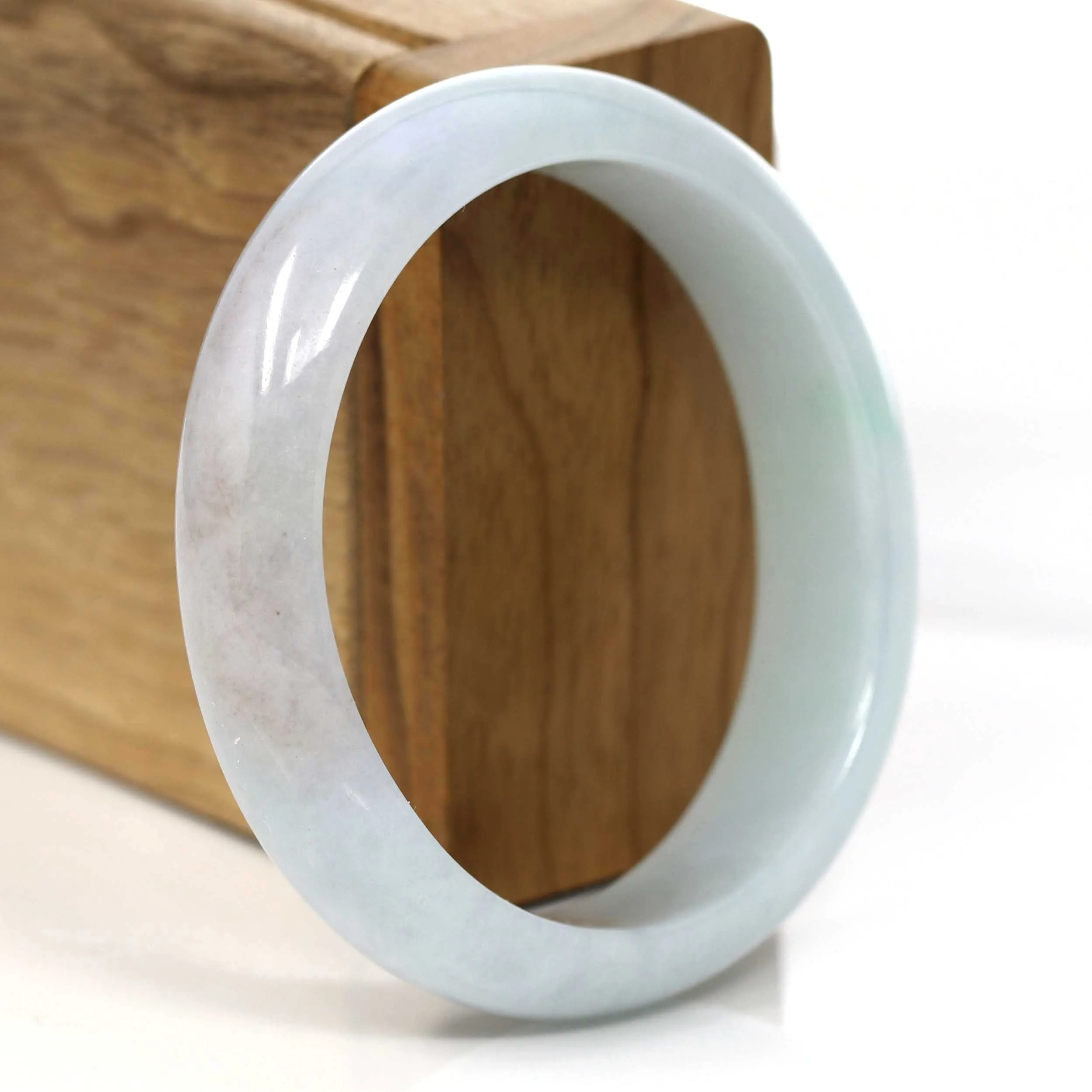 Natural Blue Green Lavender Burmese Jadeite Jade Oval Bangle (56.87 mm) #653