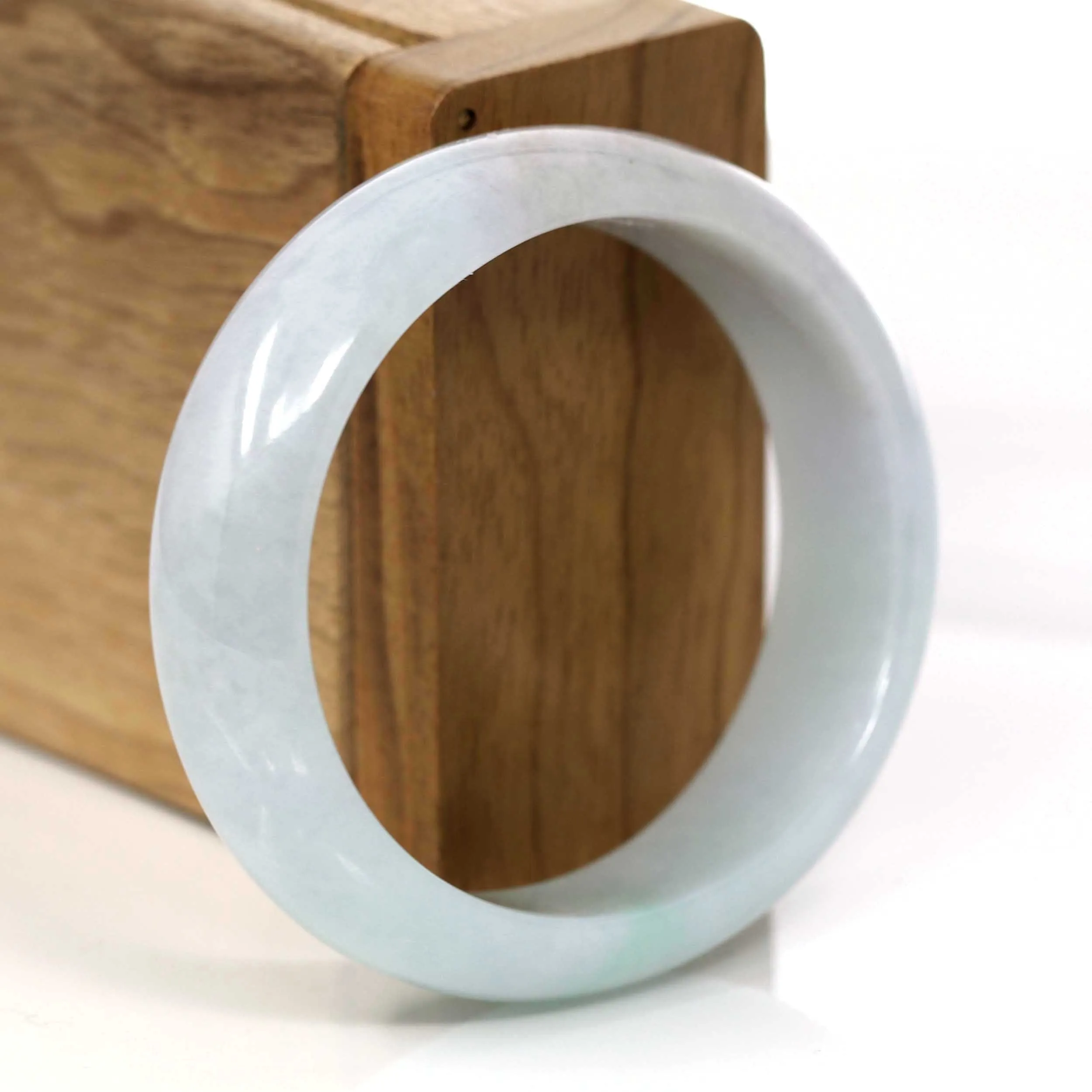 Natural Blue Green Lavender Burmese Jadeite Jade Oval Bangle (56.87 mm) #653
