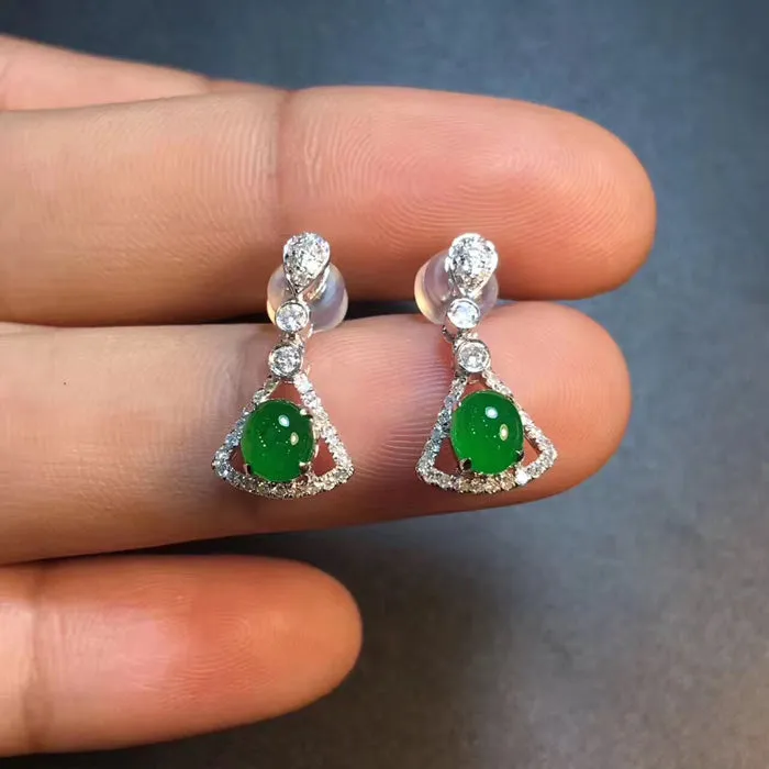 Natural Jade Earrings Jadeite Earrings NEG2