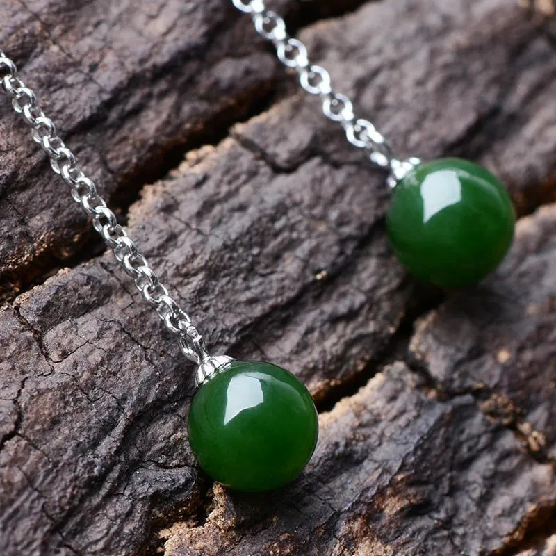 Natural Jade Earrings Nephrite Silver Earrings NE154