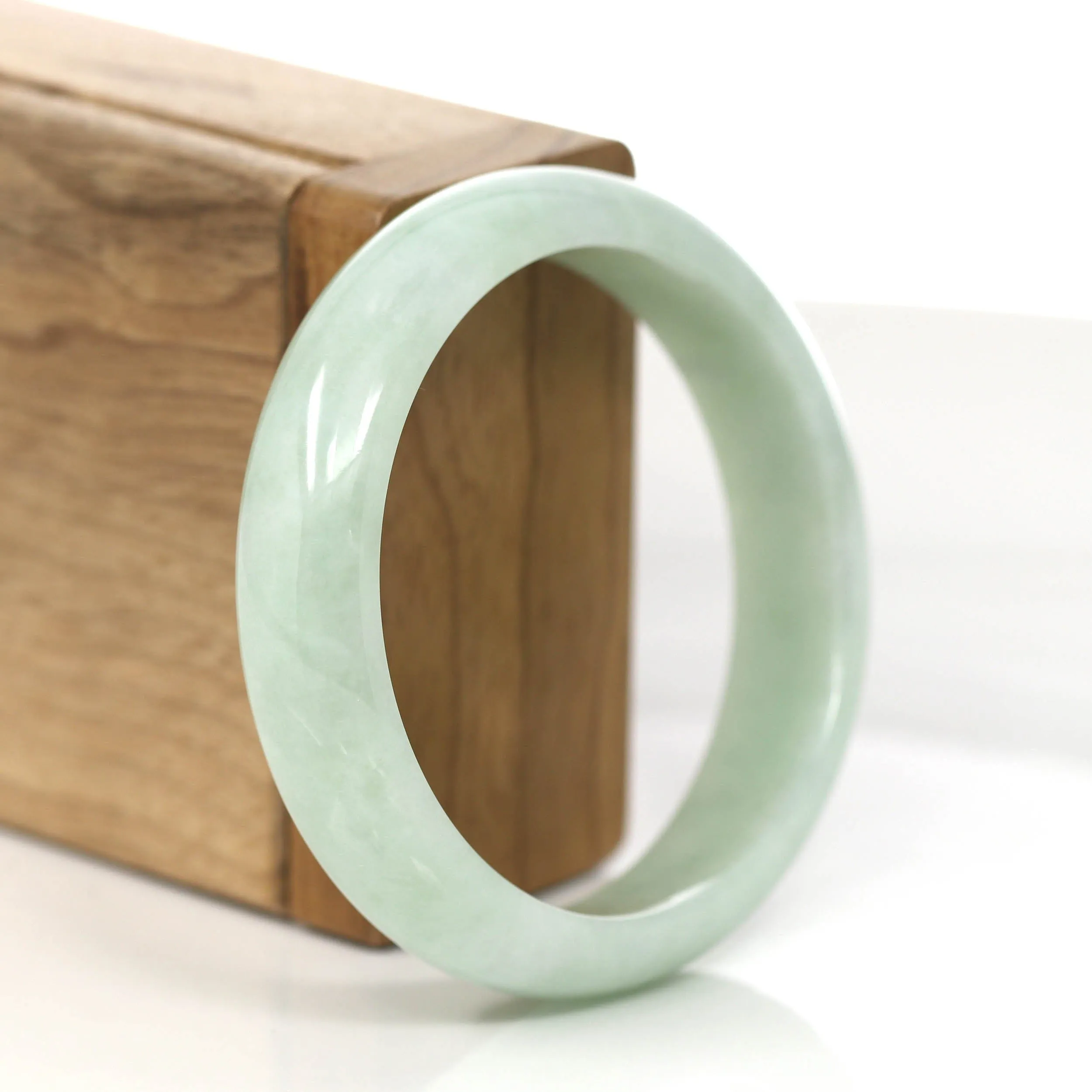 RealJade® Co. "Princess Half Round" Yellow- Green Jadeite Jade Bangle (58.77 mm) #868