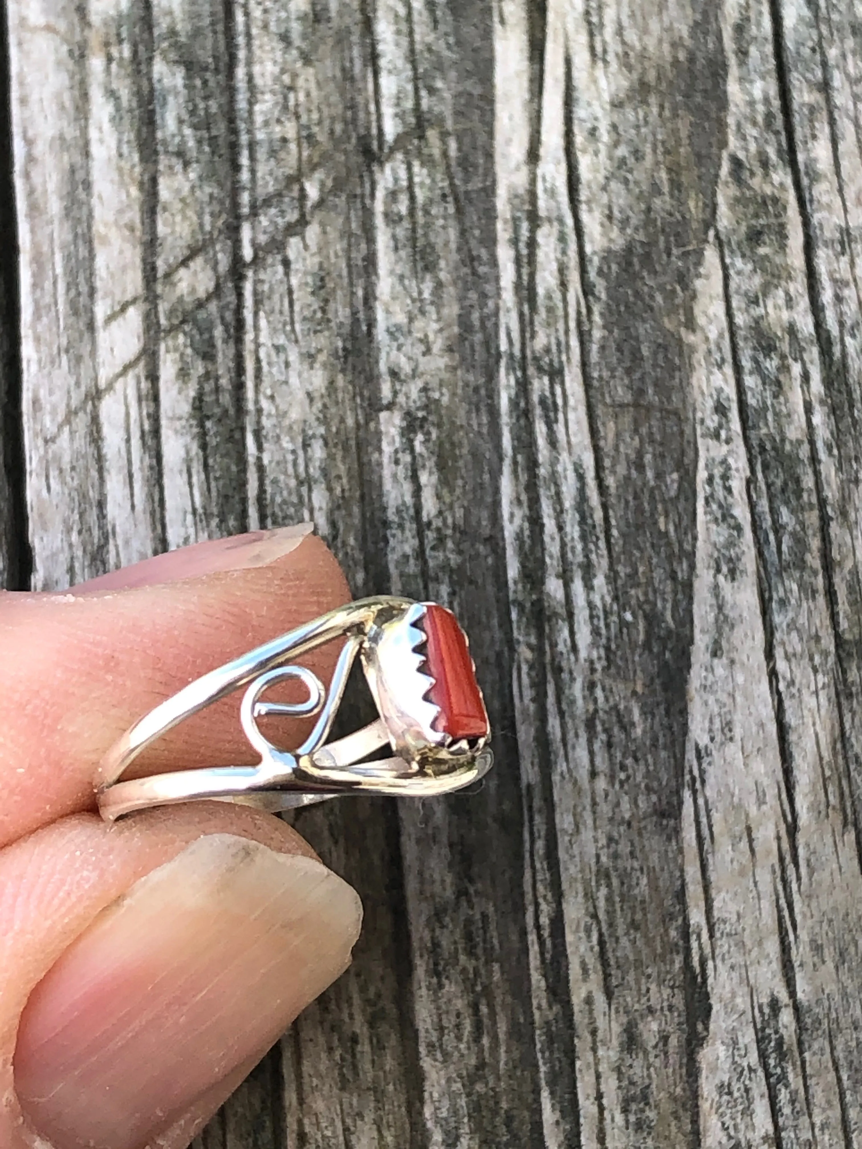 S Design Coral Navajo ring