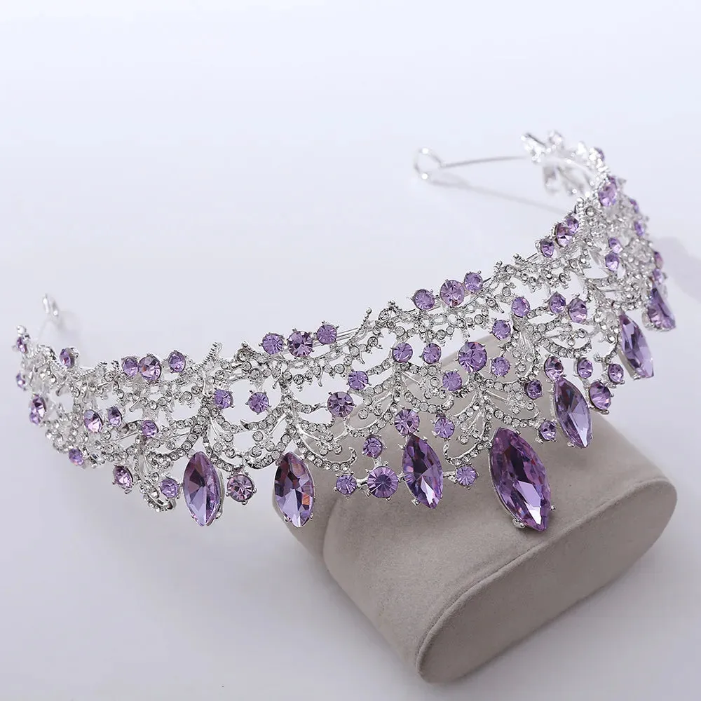Vintage Silver and Purple Rhinestone Tiaras Crowns