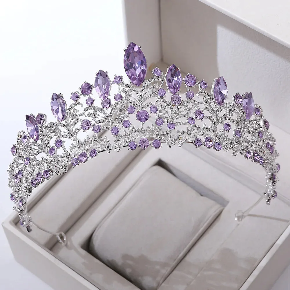 Vintage Silver and Purple Rhinestone Tiaras Crowns