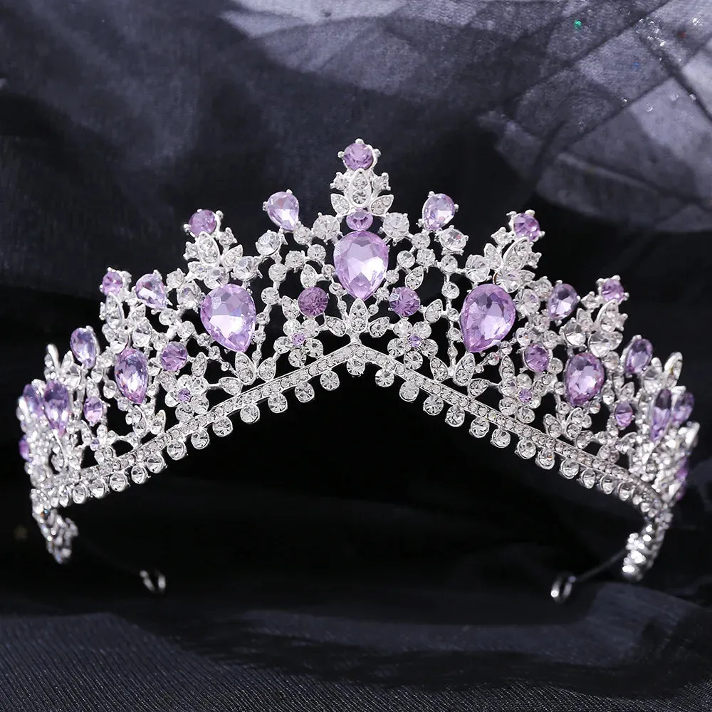 Vintage Silver and Purple Rhinestone Tiaras Crowns